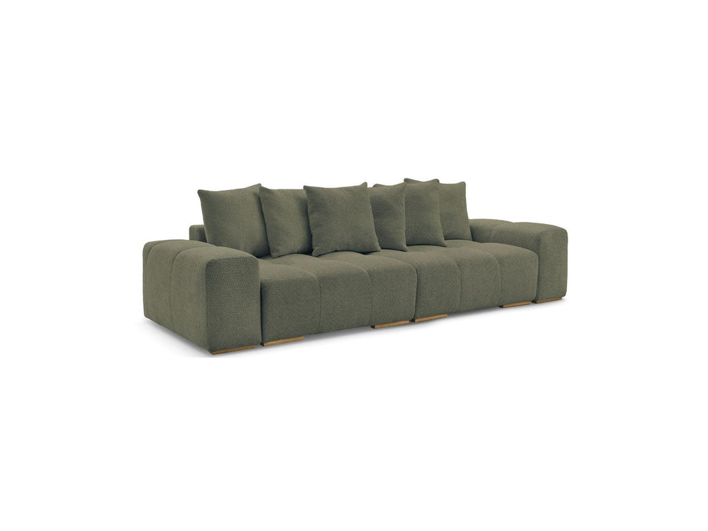 Anakin - Canapé Droit Convertible Coffre - Tissu Bouclette - 6 Coussins