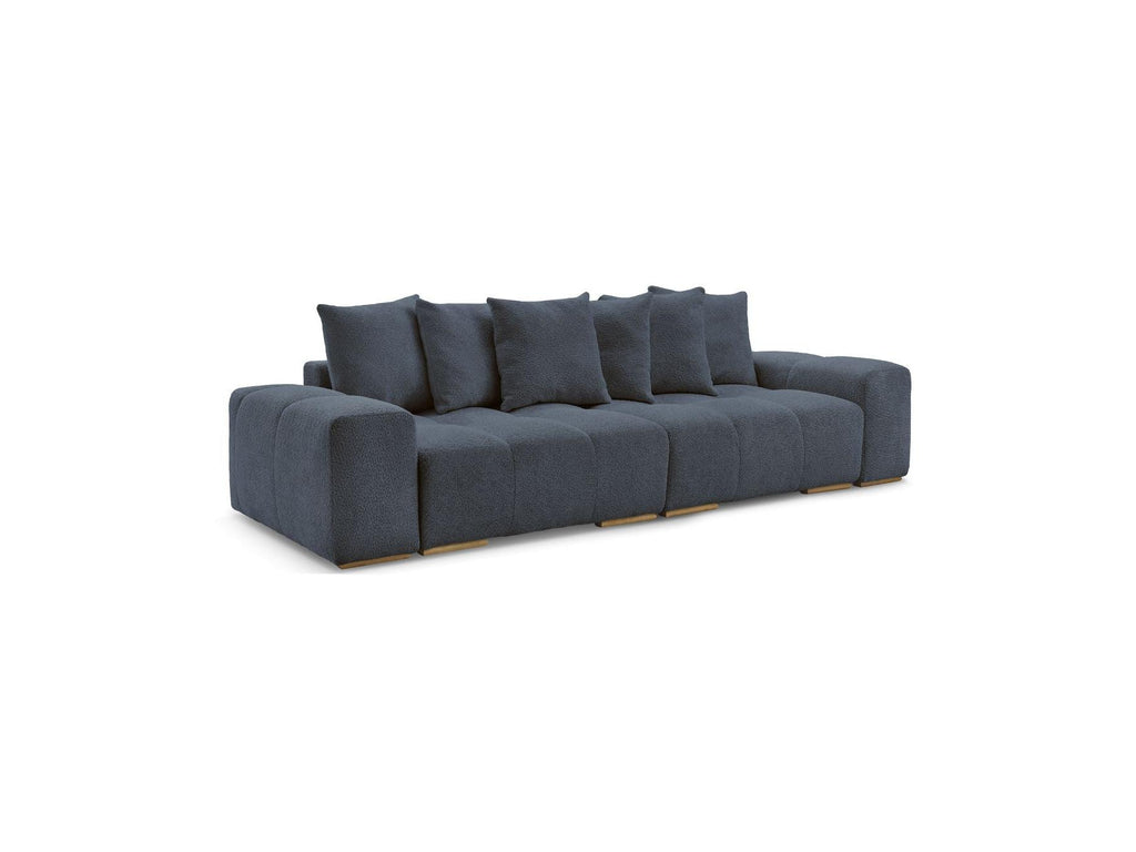 Anakin - Canapé Droit Convertible Coffre - Tissu Bouclette - 6 Coussins