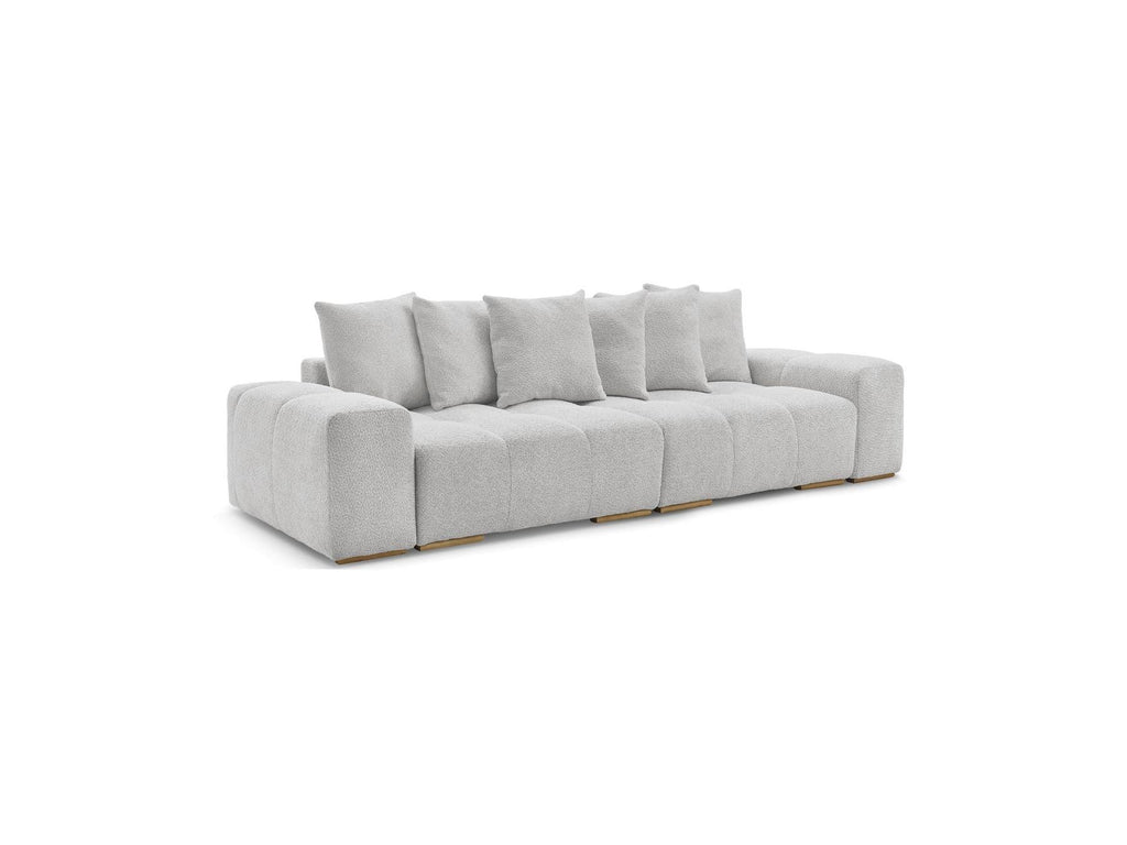 Anakin - Canapé Droit Convertible Coffre - Tissu Bouclette - 6 Coussins