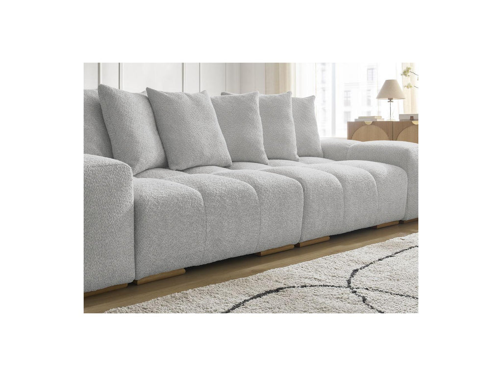 Anakin - Canapé Droit Convertible Coffre - Tissu Bouclette - 6 Coussins