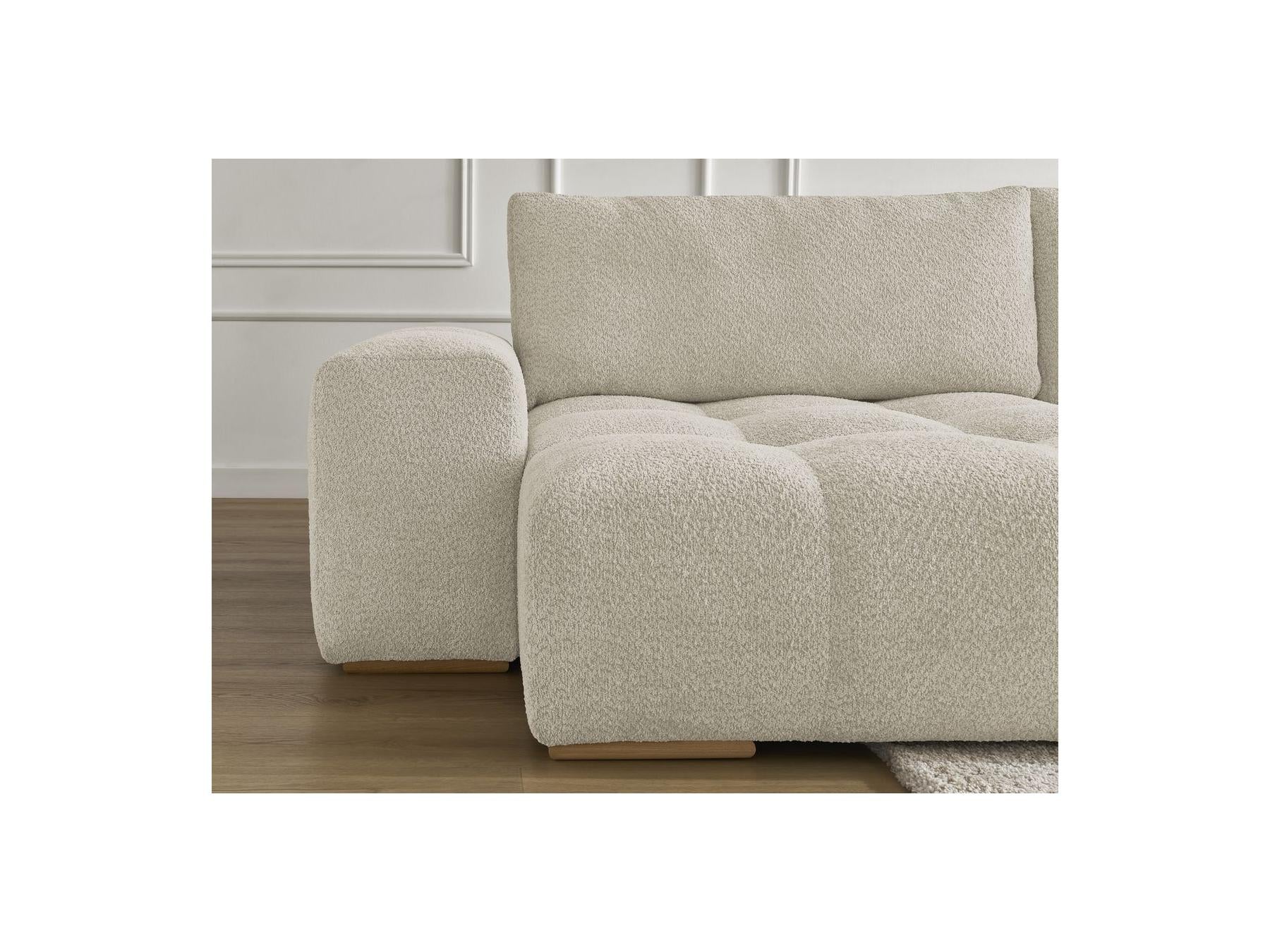 Anakin - Canapé Panoramique Convertible Coffre - Tissu Bouclette - 3 Coussins