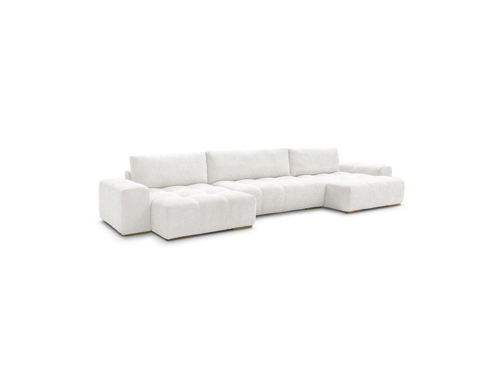 Anakin - Canapé Panoramique Convertible Coffre - Tissu Bouclette - 3 Coussins