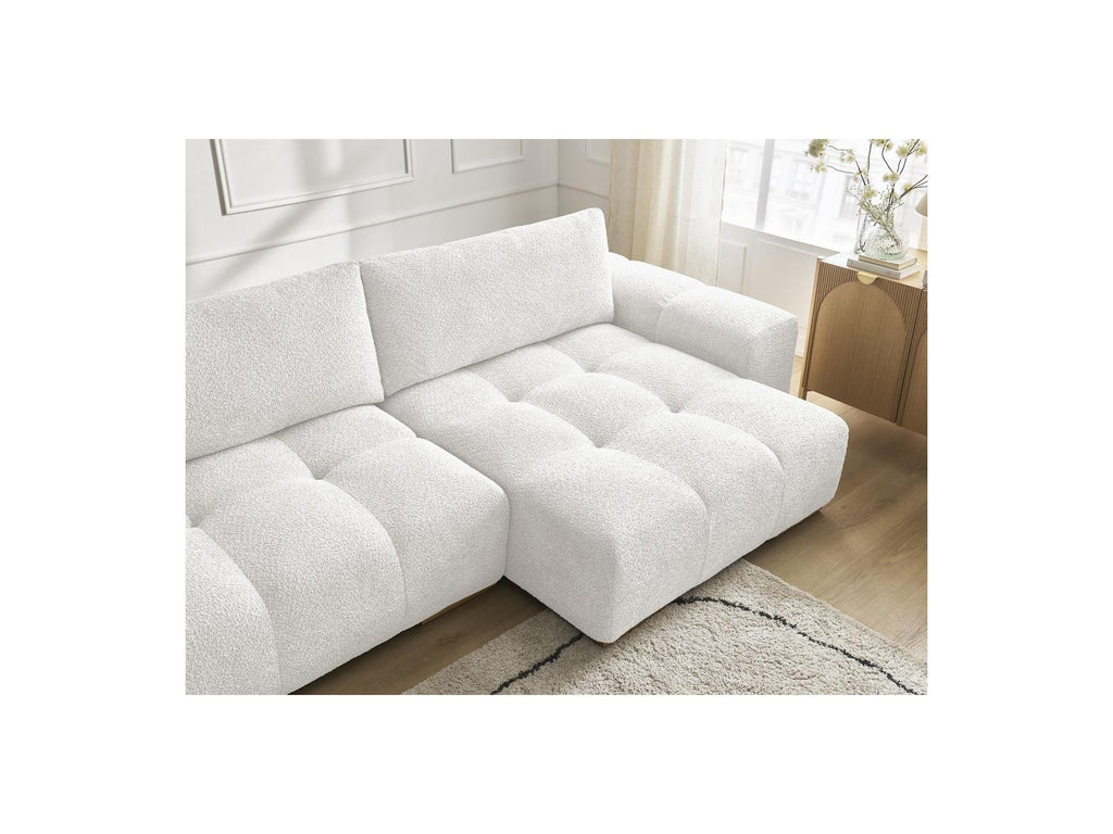 Anakin - Canapé Panoramique Convertible Coffre - Tissu Bouclette - 3 Coussins