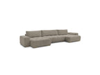Anakin - Canapé Panoramique Convertible Coffre - Tissu Bouclette - 3 Coussins
