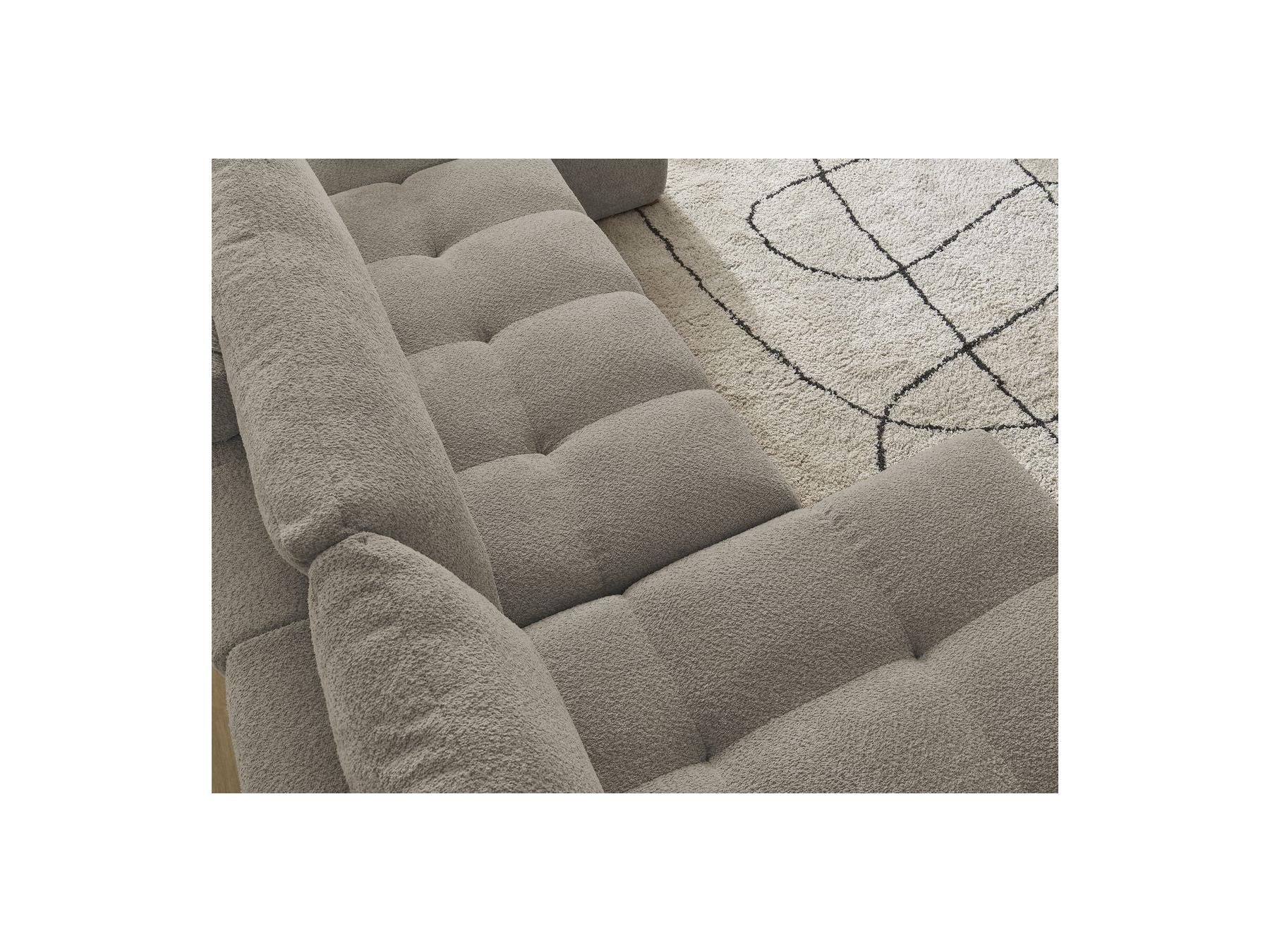Anakin - Canapé Panoramique Convertible Coffre - Tissu Bouclette - 3 Coussins
