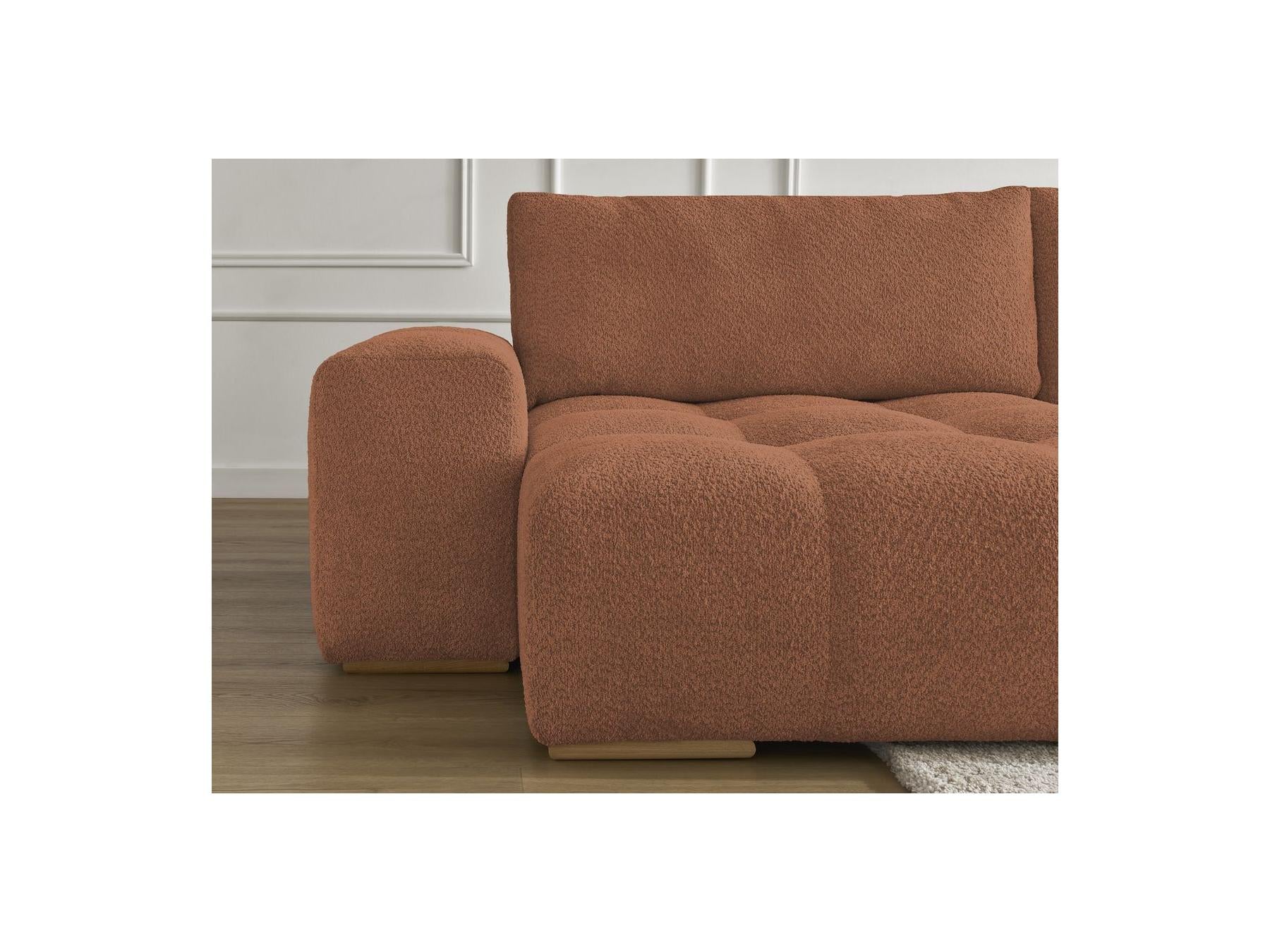 Anakin - Canapé Panoramique Convertible Coffre - Tissu Bouclette - 3 Coussins