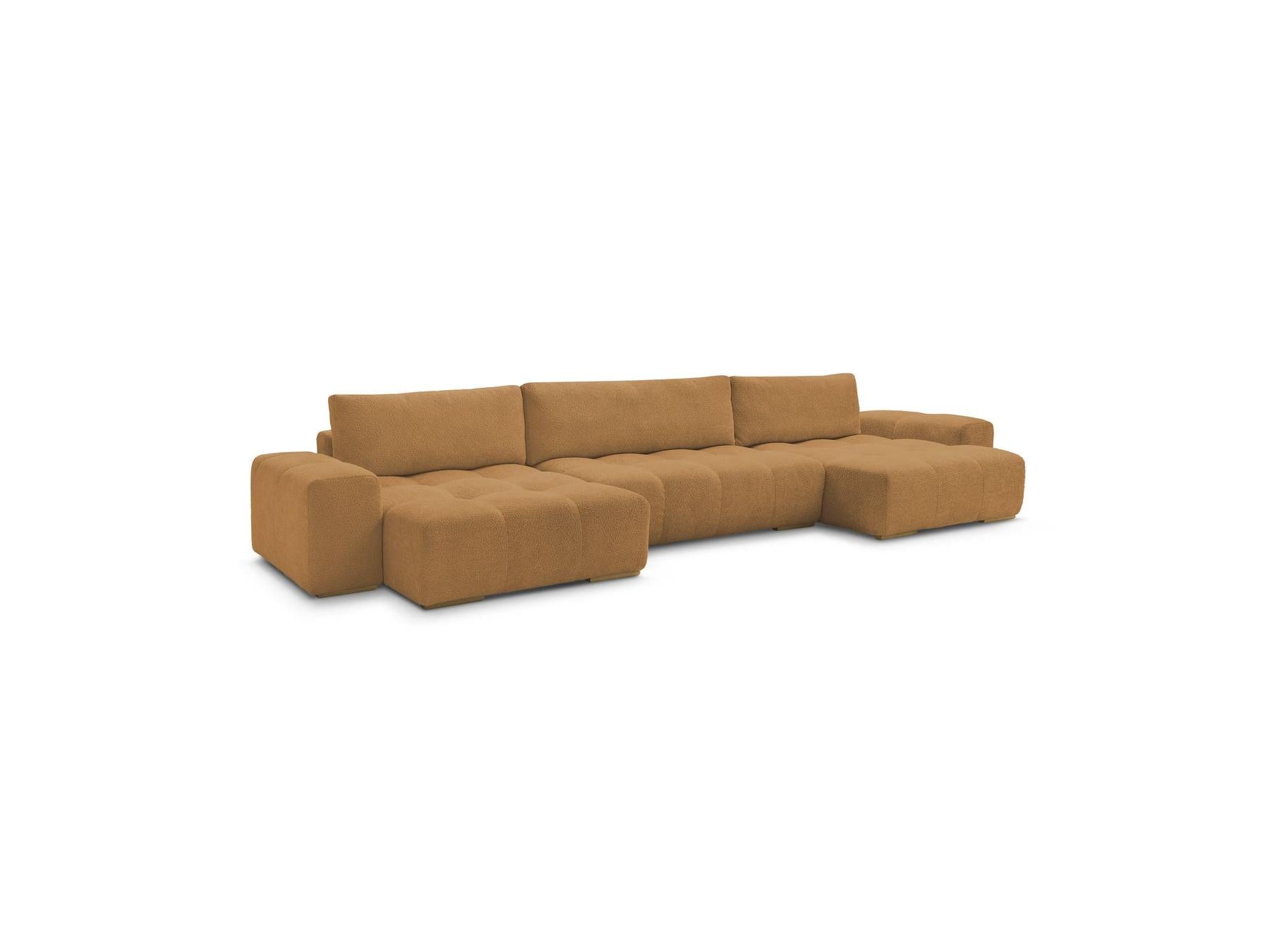 Anakin - Canapé Panoramique Convertible Coffre - Tissu Bouclette - 3 Coussins