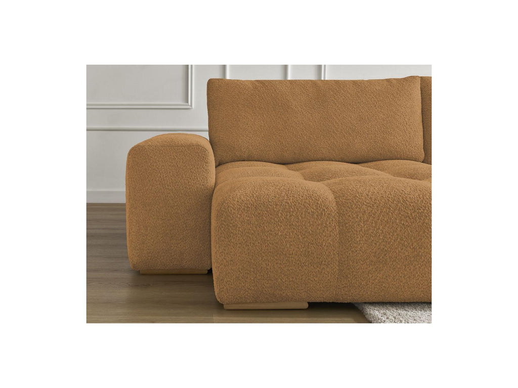 Anakin - Canapé Panoramique Convertible Coffre - Tissu Bouclette - 3 Coussins