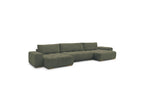 Anakin - Canapé Panoramique Convertible Coffre - Tissu Bouclette - 3 Coussins
