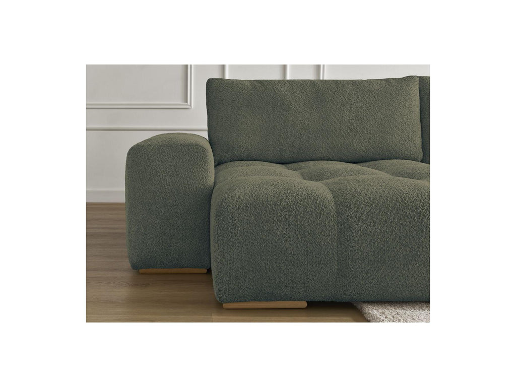 Anakin - Canapé Panoramique Convertible Coffre - Tissu Bouclette - 3 Coussins