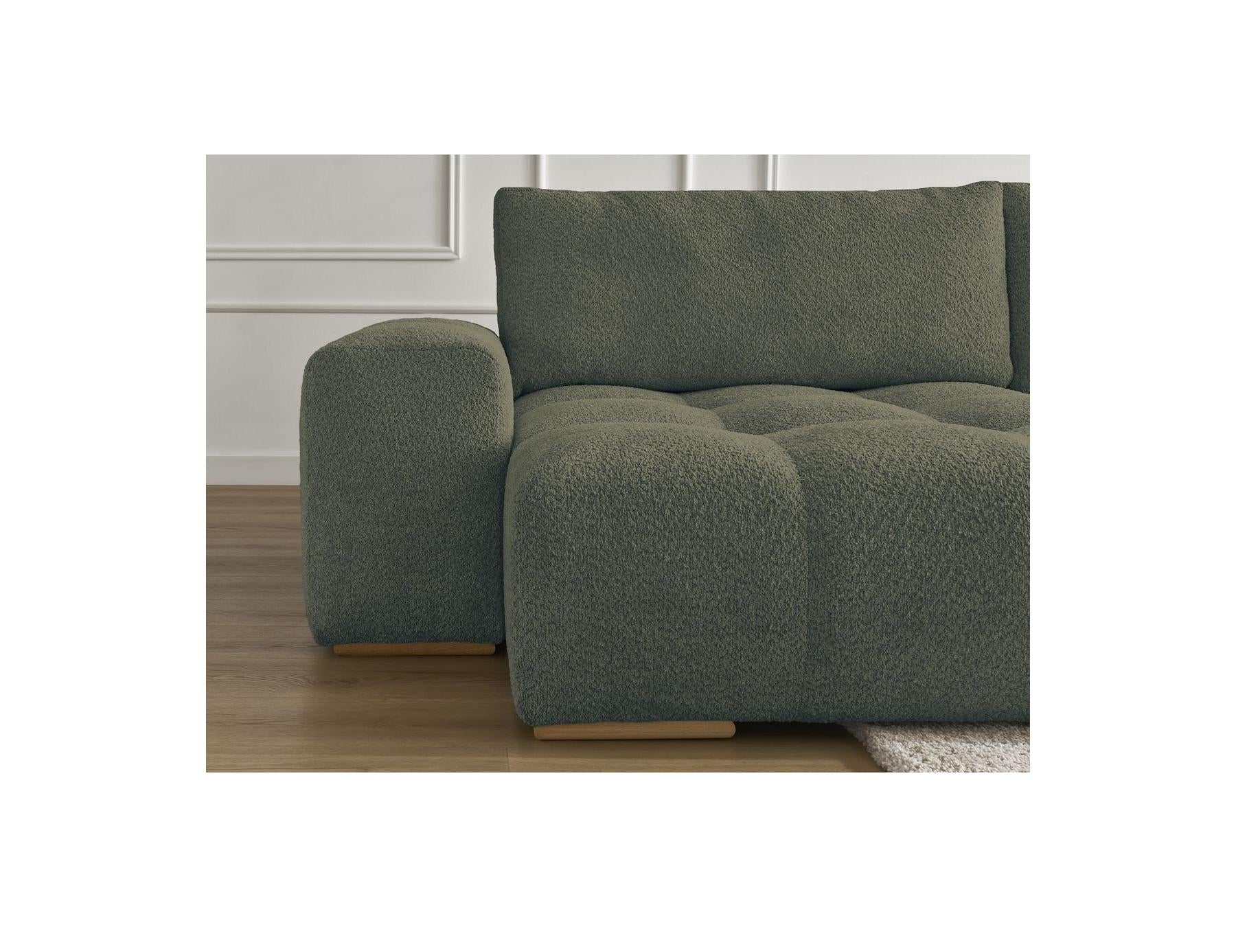 Anakin - Canapé Panoramique Convertible Coffre - Tissu Bouclette - 3 Coussins