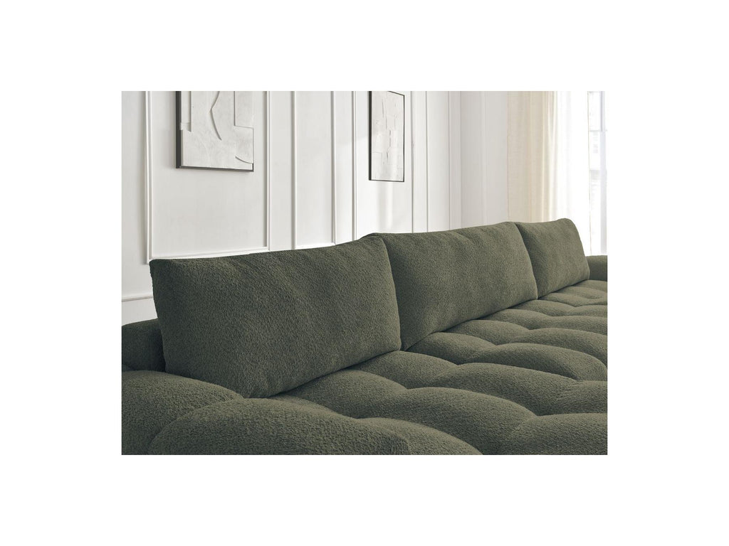 Anakin - Canapé Panoramique Convertible Coffre - Tissu Bouclette - 3 Coussins