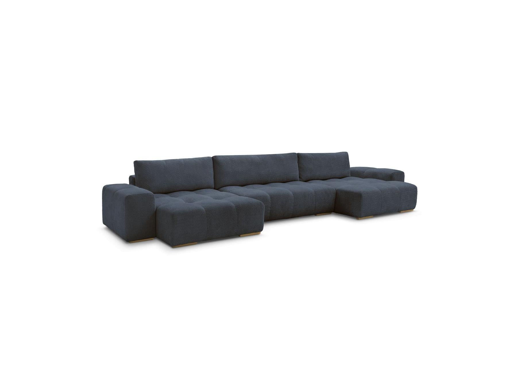 Anakin - Canapé Panoramique Convertible Coffre - Tissu Bouclette - 3 Coussins