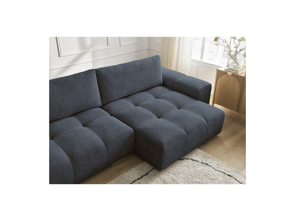 Anakin - Canapé Panoramique Convertible Coffre - Tissu Bouclette - 3 Coussins
