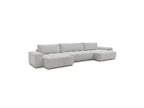Anakin - Canapé Panoramique Convertible Coffre - Tissu Bouclette - 3 Coussins