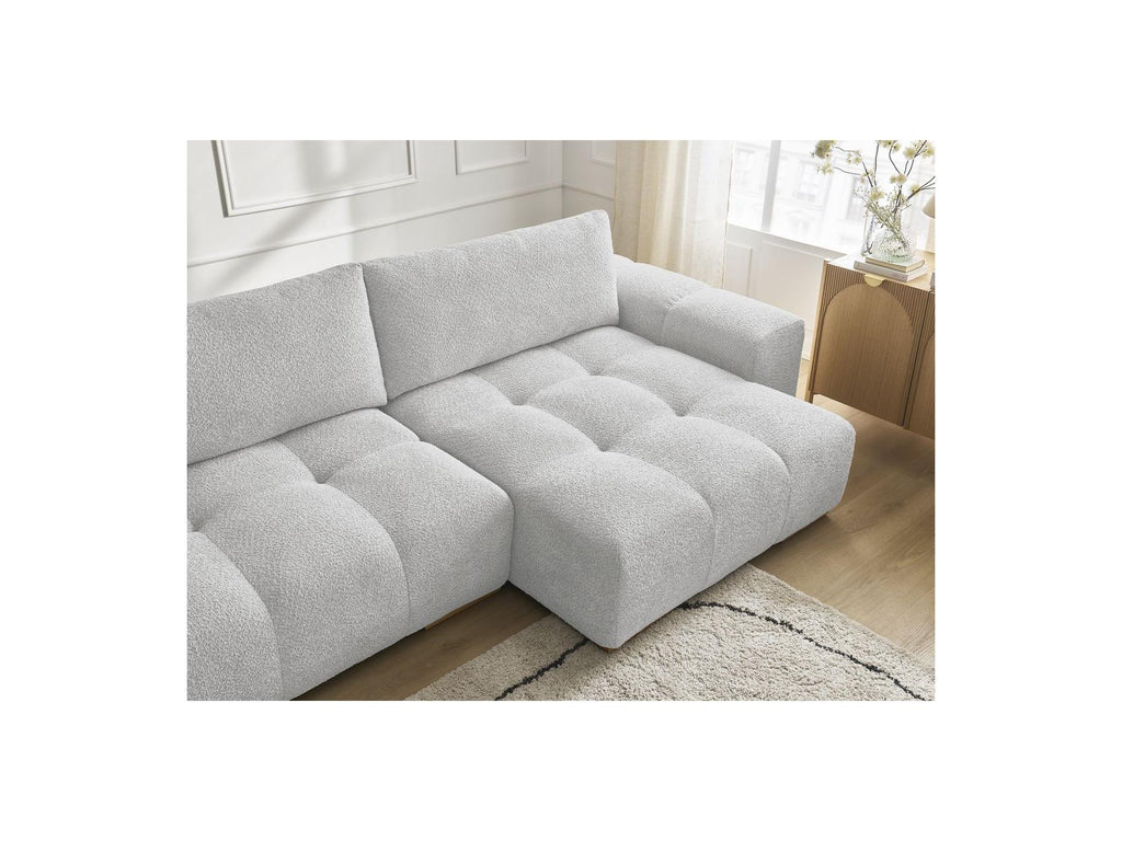 Anakin - Canapé Panoramique Convertible Coffre - Tissu Bouclette - 3 Coussins