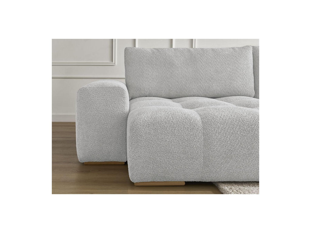 Anakin - Canapé Panoramique Convertible Coffre - Tissu Bouclette - 3 Coussins