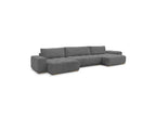 Anakin - Canapé Panoramique Convertible Coffre - Tissu Bouclette - 3 Coussins
