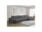Anakin - Canapé Panoramique Convertible Coffre - Tissu Bouclette - 3 Coussins