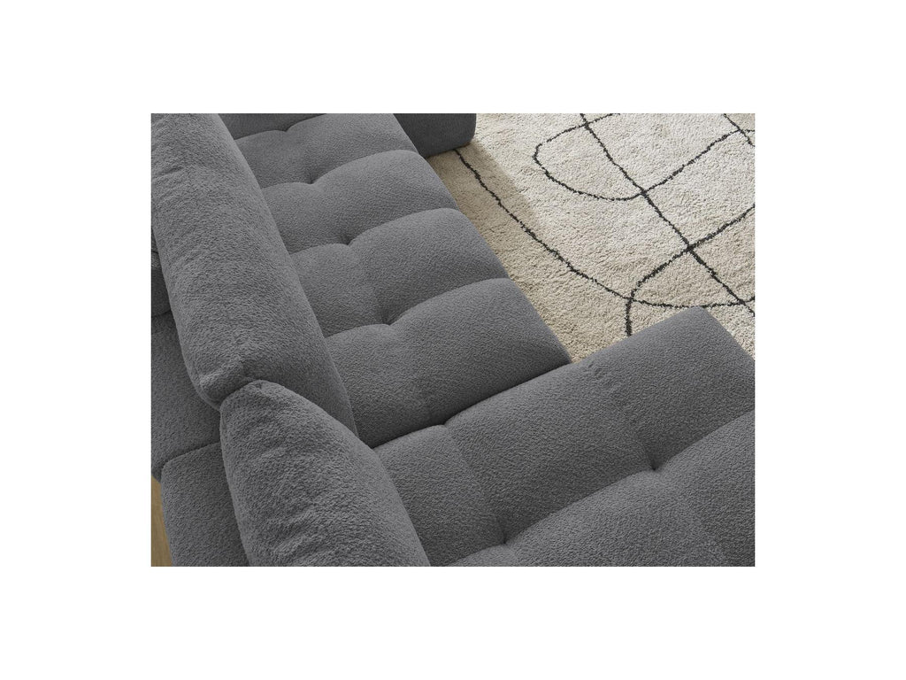 Anakin - Canapé Panoramique Convertible Coffre - Tissu Bouclette - 3 Coussins