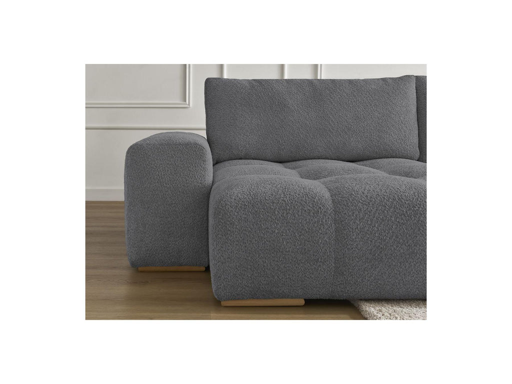 Anakin - Canapé Panoramique Convertible Coffre - Tissu Bouclette - 3 Coussins