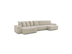 Anakin - Canapé Panoramique Convertible Coffre - Tissu Bouclette - 10 Coussins