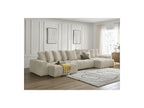 Anakin - Canapé Panoramique Convertible Coffre - Tissu Bouclette - 10 Coussins