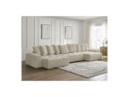 Anakin - Canapé Panoramique Convertible Coffre - Tissu Bouclette - 10 Coussins