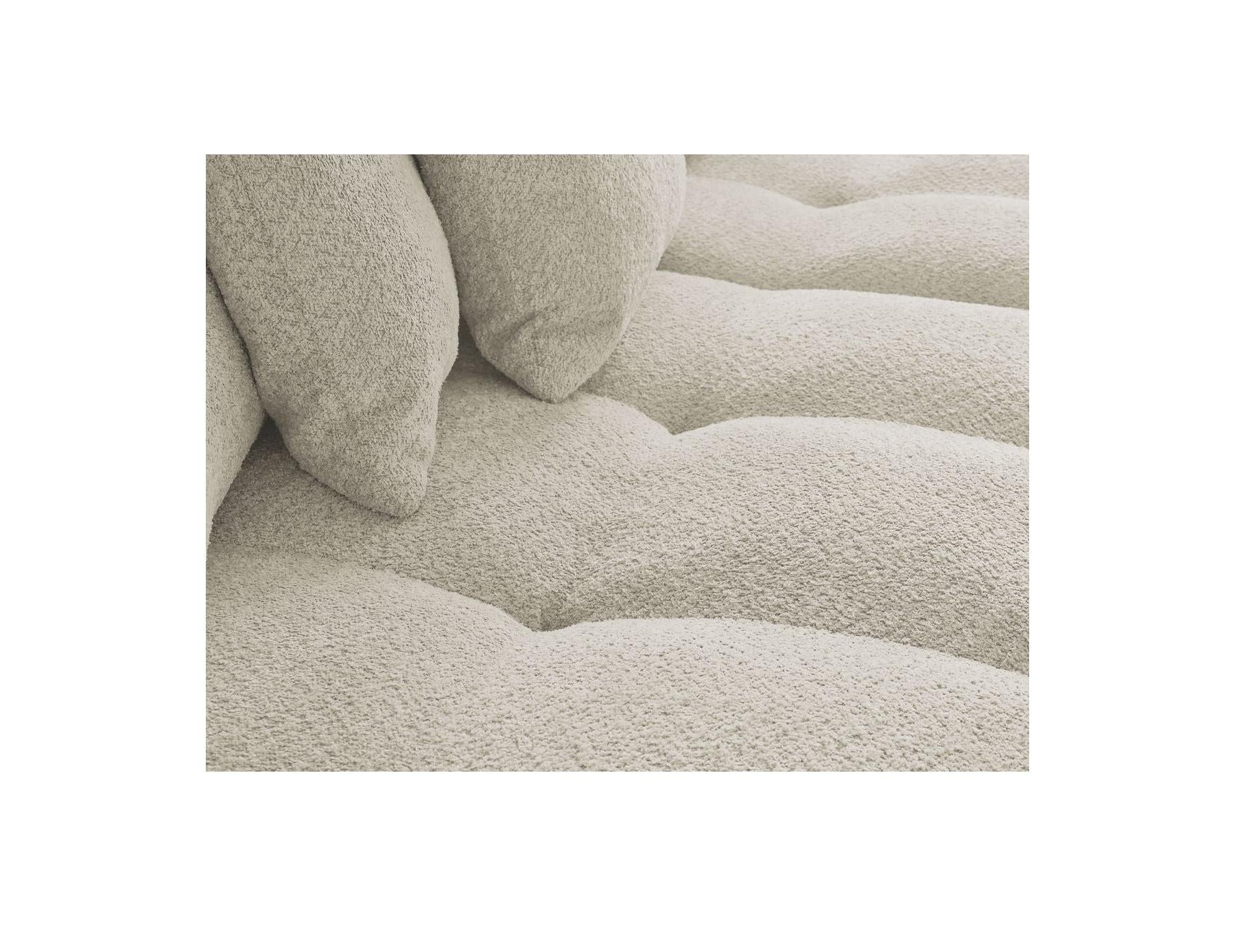 Anakin - Canapé Panoramique Convertible Coffre - Tissu Bouclette - 10 Coussins