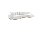 Anakin - Canapé Panoramique Convertible Coffre - Tissu Bouclette - 10 Coussins