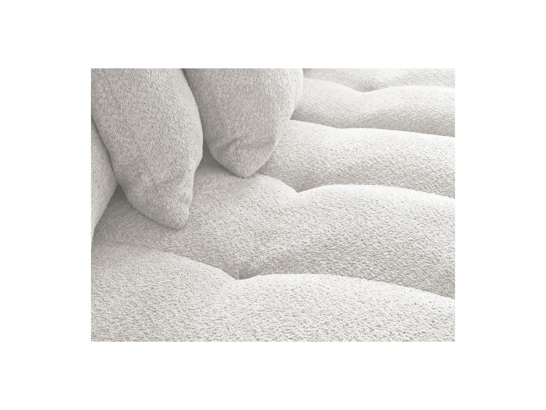 Anakin - Canapé Panoramique Convertible Coffre - Tissu Bouclette - 10 Coussins