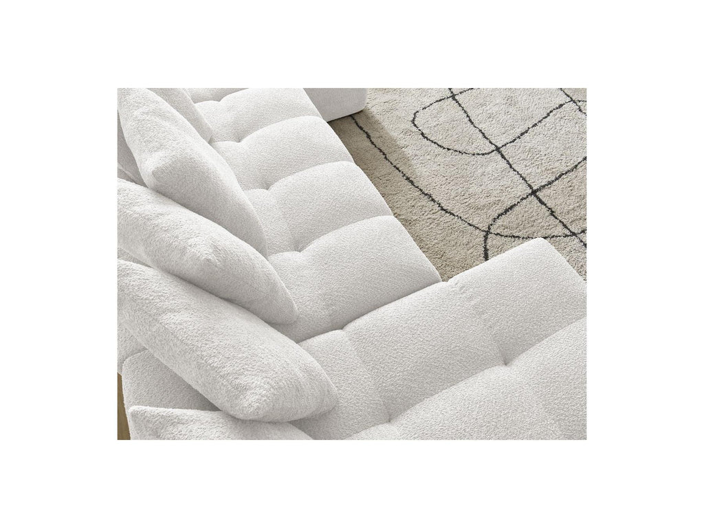 Anakin - Canapé Panoramique Convertible Coffre - Tissu Bouclette - 10 Coussins