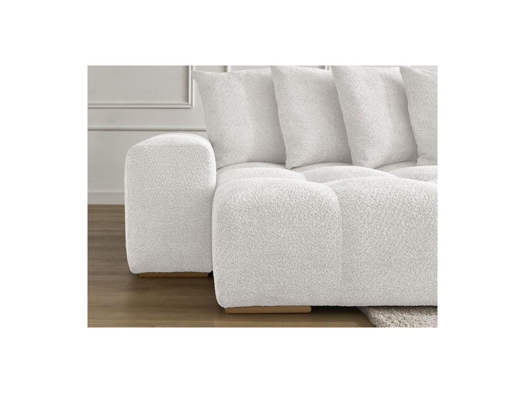 Anakin - Canapé Panoramique Convertible Coffre - Tissu Bouclette - 10 Coussins