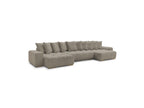 Anakin - Canapé Panoramique Convertible Coffre - Tissu Bouclette - 10 Coussins