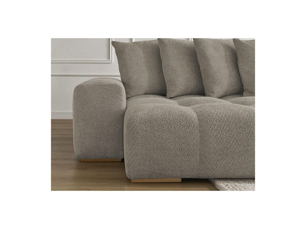 Anakin - Canapé Panoramique Convertible Coffre - Tissu Bouclette - 10 Coussins