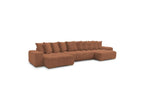 Anakin - Canapé Panoramique Convertible Coffre - Tissu Bouclette - 10 Coussins