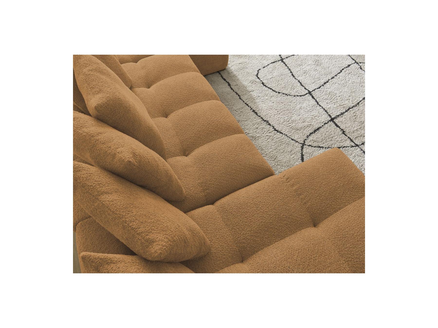 Anakin - Canapé Panoramique Convertible Coffre - Tissu Bouclette - 10 Coussins
