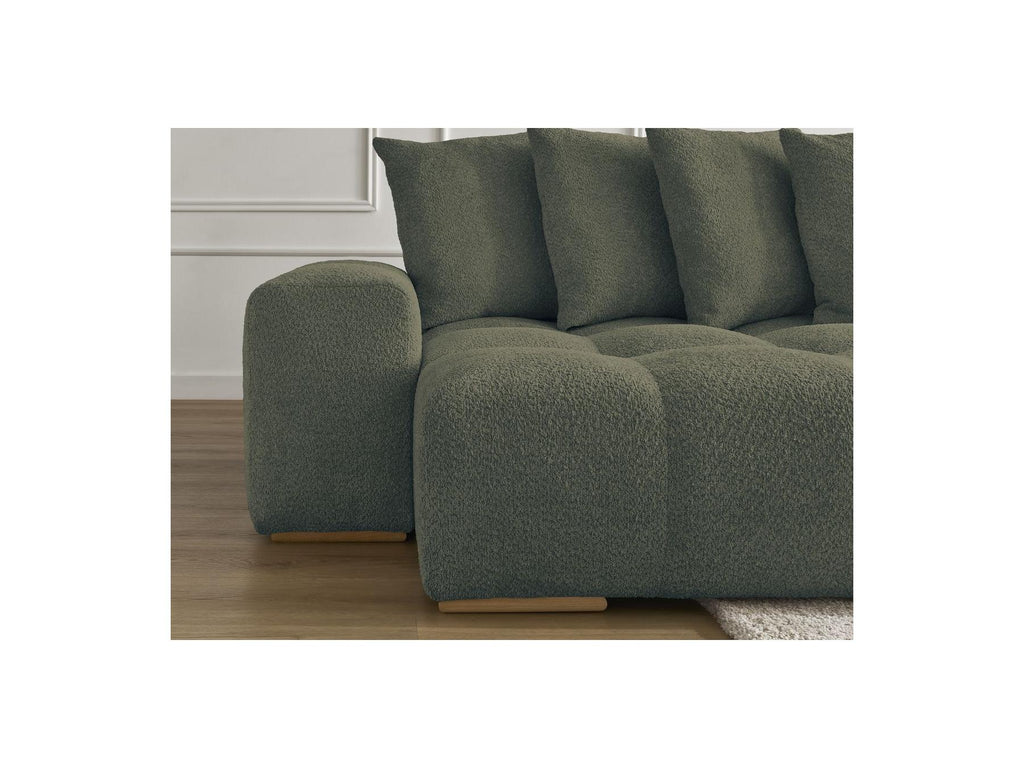 Anakin - Canapé Panoramique Convertible Coffre - Tissu Bouclette - 10 Coussins