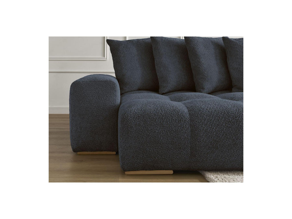 Anakin - Canapé Panoramique Convertible Coffre - Tissu Bouclette - 10 Coussins