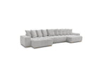 Anakin - Canapé Panoramique Convertible Coffre - Tissu Bouclette - 10 Coussins