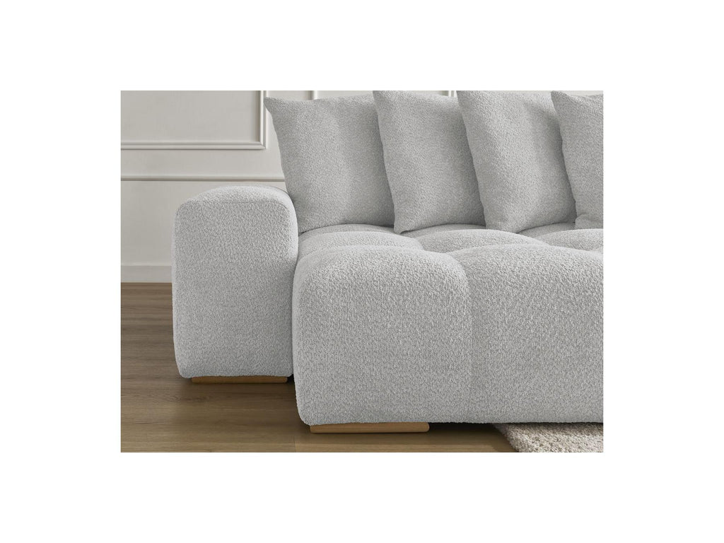 Anakin - Canapé Panoramique Convertible Coffre - Tissu Bouclette - 10 Coussins