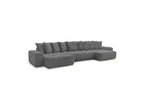 Anakin - Canapé Panoramique Convertible Coffre - Tissu Bouclette - 10 Coussins