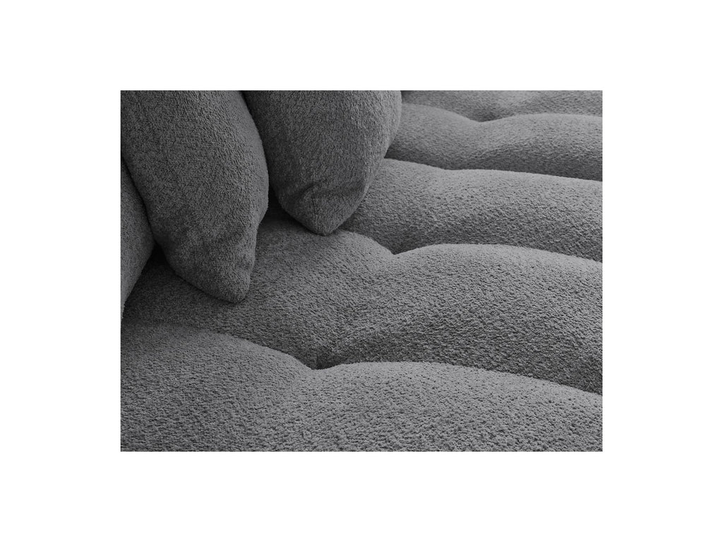 Anakin - Canapé Panoramique Convertible Coffre - Tissu Bouclette - 10 Coussins