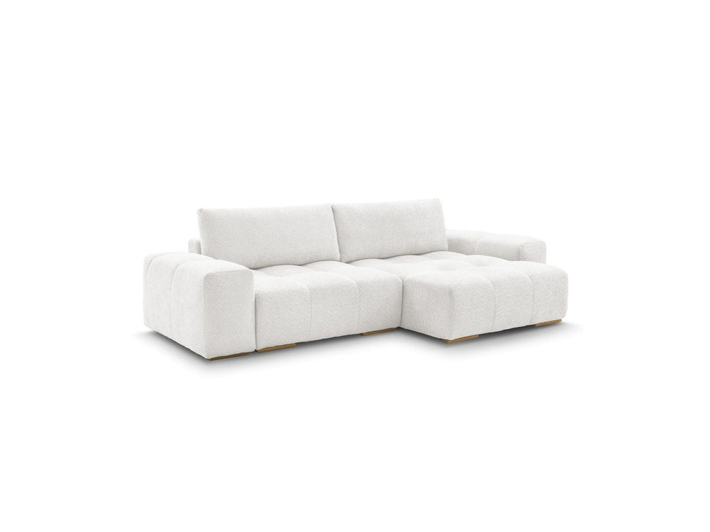 Anakin - Canapé D'Angle Convertible Réversible Coffre - Tissu Bouclette - 2 Coussins