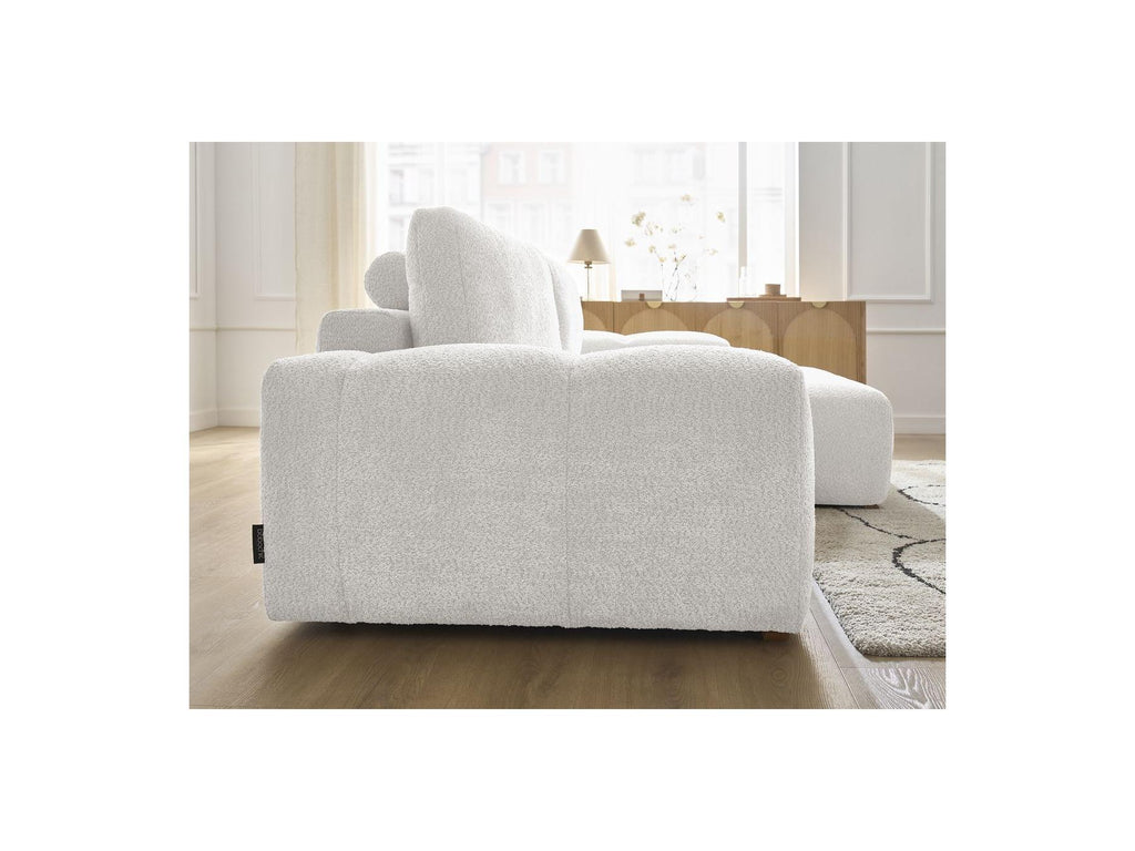 Anakin - Canapé D'Angle Convertible Réversible Coffre - Tissu Bouclette - 2 Coussins