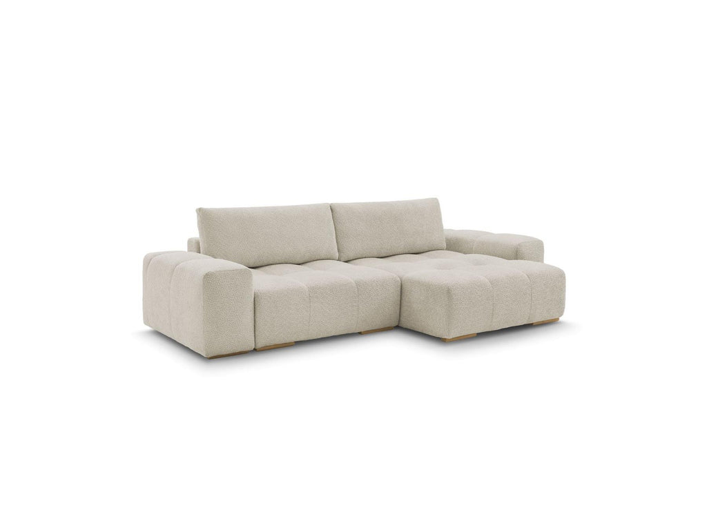 Anakin - Canapé D'Angle Convertible Réversible Coffre - Tissu Bouclette - 2 Coussins