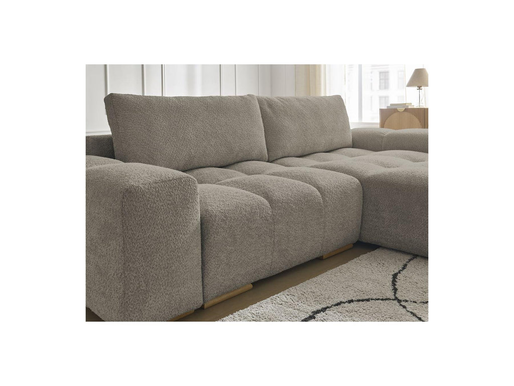 Anakin - Canapé D'Angle Convertible Réversible Coffre - Tissu Bouclette - 2 Coussins