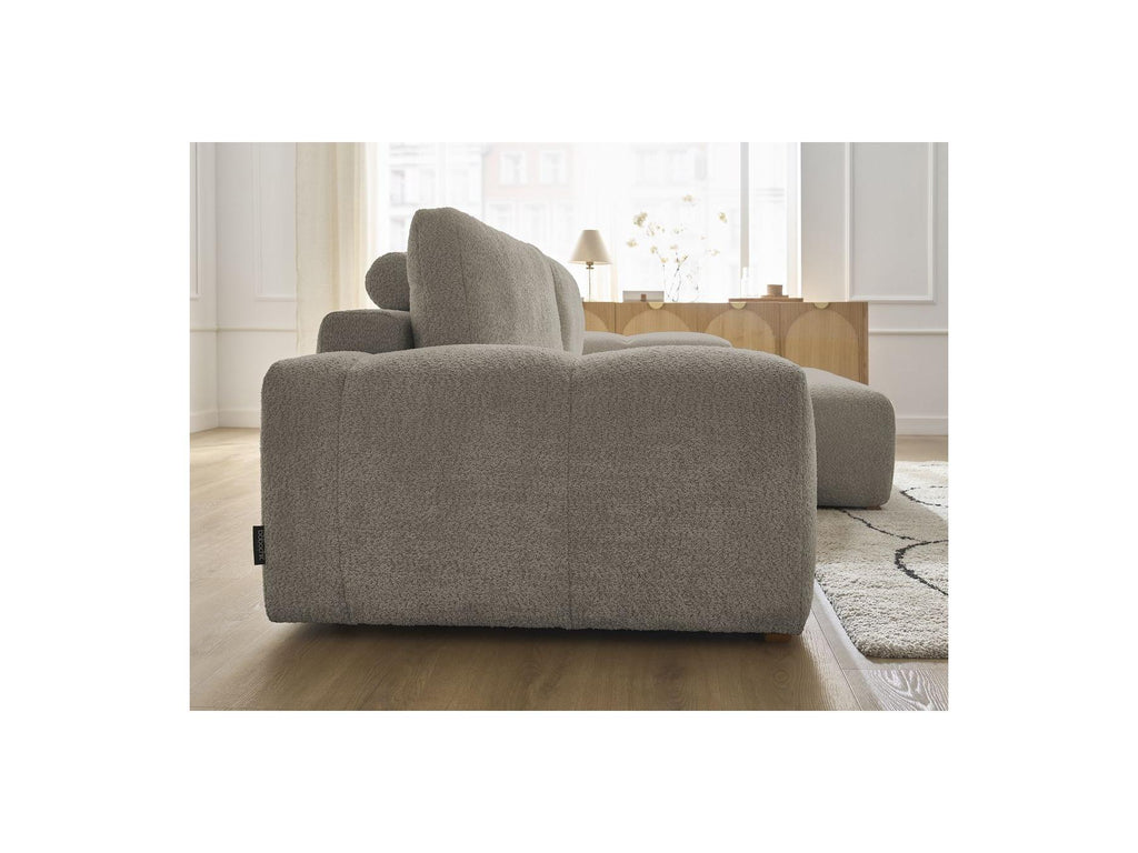 Anakin - Canapé D'Angle Convertible Réversible Coffre - Tissu Bouclette - 2 Coussins