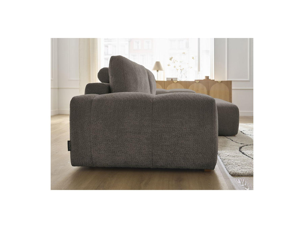 Anakin - Canapé D'Angle Convertible Réversible Coffre - Tissu Bouclette - 2 Coussins