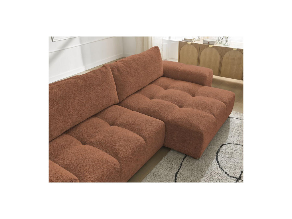 Anakin - Canapé D'Angle Convertible Réversible Coffre - Tissu Bouclette - 2 Coussins